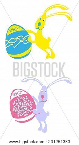 Vector Image Easter Bunnies With Colored Eggs