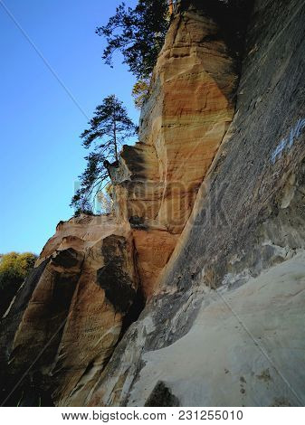 Beautiful Natural Sandstone Cliff Next To River