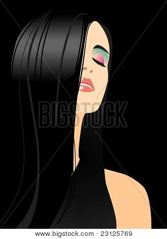 fille glamour sur fond noir