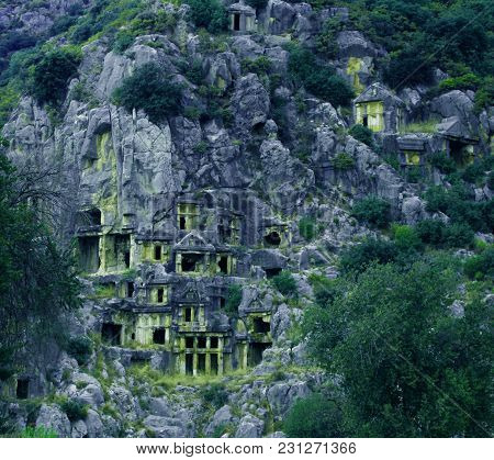 Ancient Lycian Rock Tombs in Myra, Turkey