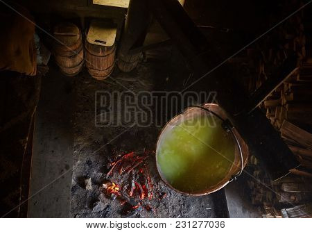 Room Used For Production And Smoking Of Cheese In A Farm On The Mountains