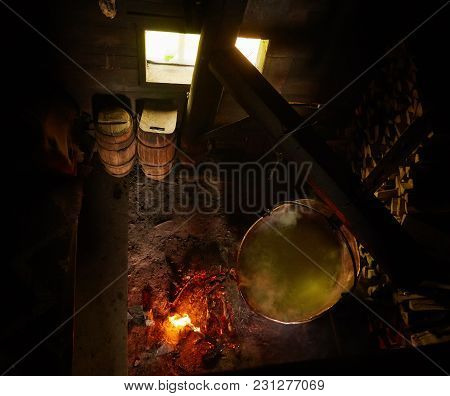 Room Used For Production And Smoking Of Cheese In A Farm On The Mountains