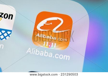 Sankt-petersburg, Russia, March 15, 2018: Alibaba Application Icon On Apple Iphone X Smartphone Scre