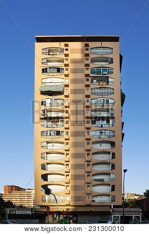 Benidorm, Spain - July 20, 2015: The Skyscraper. Benidorm Is A Coastal City In Alicante. Benidorm Is