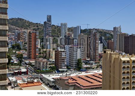 Benidorm, Spain - December 20, 2015: Benidorm Is A Coastal City In Alicante. Benidorm Is A Major Bea