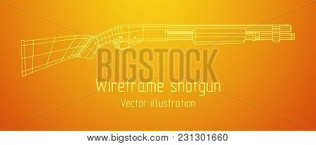 Shotgun Rifle Hunting Carbine Wireframe Low Poly Mesh Vector Illustration