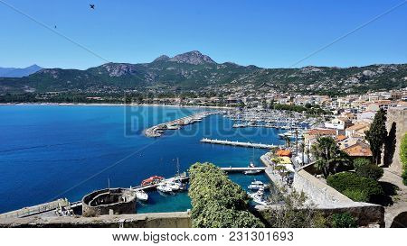 Look At The Town Of Calvi And Its Port. Much Visited By Tourists Town Is Town Of Calvi, Corsica. Pho