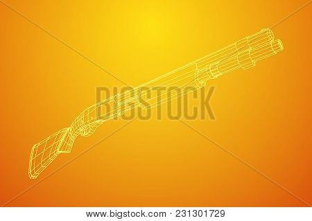 Shotgun Rifle Hunting Carbine Wireframe Low Poly Mesh Vector Illustration