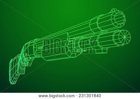Shotgun Rifle Hunting Carbine Wireframe Low Poly Mesh Vector Illustration