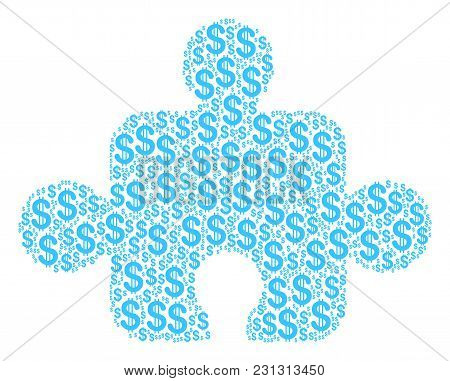 Component Composition Of American Dollars. Vector Dollar Symbols Are Composed Into Component Mosaic.