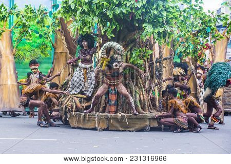 Iloilo , Philippines - Jan 28 : Participants In The Dinagyang Festival In Iloilo Philippines On Janu