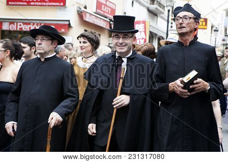 Blanes, Spain - Jul 4: In The Famous Carnival , Characters And Groups To The Rhythm Of Percussion. J