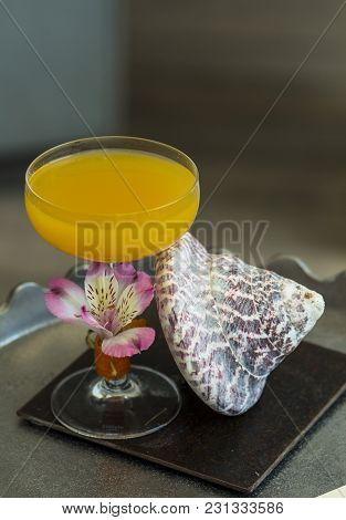 Summer, Yellow Cocktail At The Beach Party