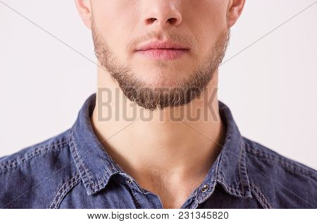 Close Up Of Bearded Hipster's Face