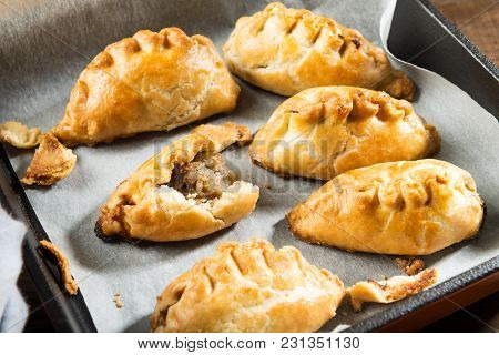 Hot Pasties From Butter Enriched Puff Pastry Filled With Minced