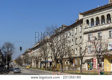 Dimitrovgrad, Bulgaria - March 15, 2014: Typical Street And Building In Town Of Dimitrovgrad, Haskov