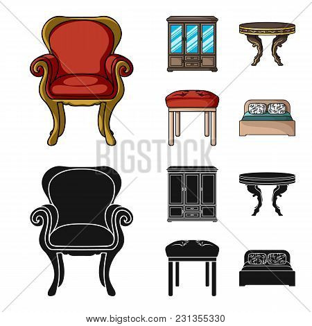 Furniture, Interior, Design, Chair .furniture And Home Interiorset Collection Icons In Cartoon, Blac