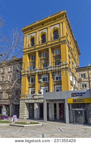 Dimitrovgrad, Bulgaria - March 15, 2014: Typical Street And Building In Town Of Dimitrovgrad, Haskov