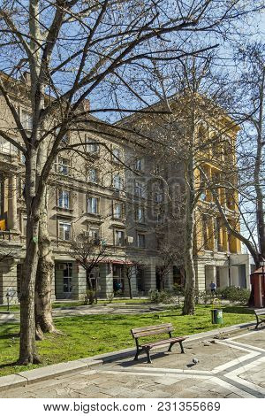 Dimitrovgrad, Bulgaria - March 15, 2014: Typical Street And Building In Town Of Dimitrovgrad, Haskov