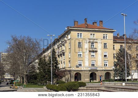 Dimitrovgrad, Bulgaria - March 15, 2014: Typical Street And Building In Town Of Dimitrovgrad, Haskov
