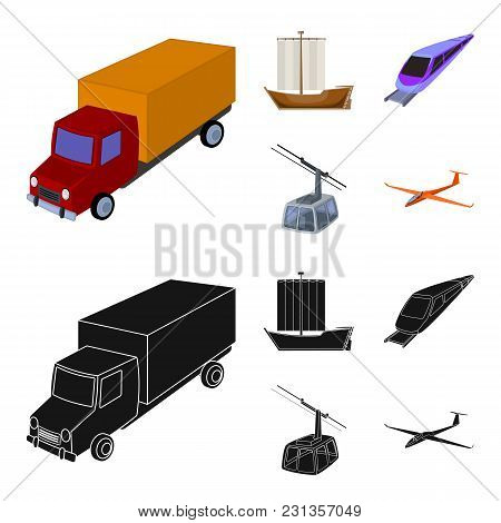 The Truck, The Boat, The Subway, The Funicular Modes Of Transport. Transport Set Collection Icons In