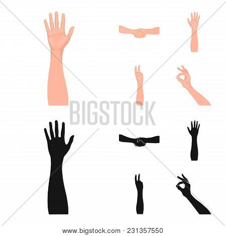 Sign Language Cartoon, Black Icons In Set Collection For Design.emotional Part Of Communication Vect