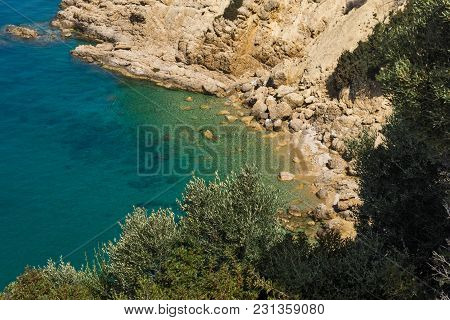 Amazing Small Beach With Blue Waters In Thassos Island, East Macedonia And Thrace, Greece