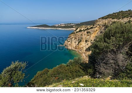 Amazing Small Beach With Blue Waters In Thassos Island, East Macedonia And Thrace, Greece