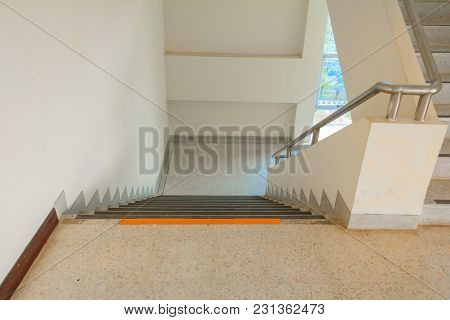Way Down Stairs Terrazzo Flooring Select Focus With Shallow Depth Of Field,marble Floor