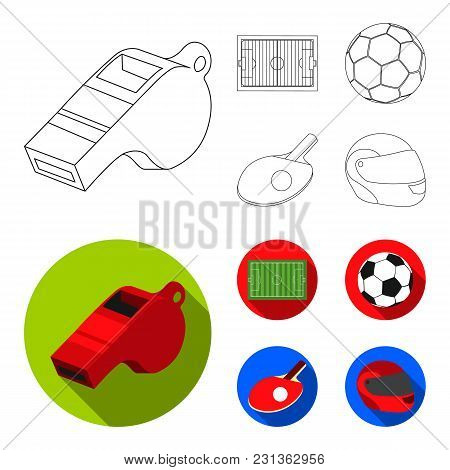 Field, Stadium With Markings For Playing Football, Football Ball, Racket With A Ball For Ping-pong, 
