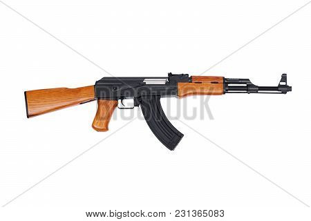 Assault Rifle Ak47 Isolated On White Background
