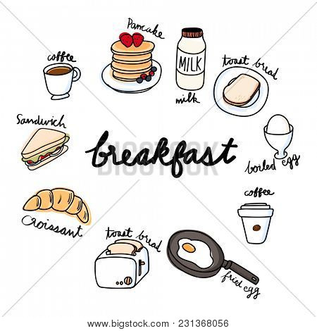 Illustration drawing style of food collection