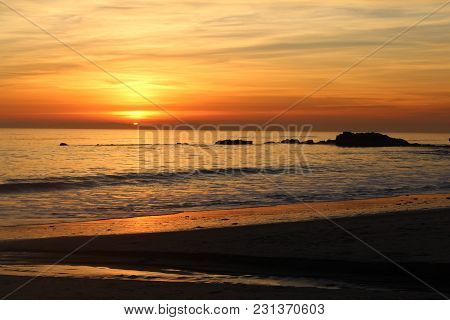 Orange Sky Sunset At The Beach Place