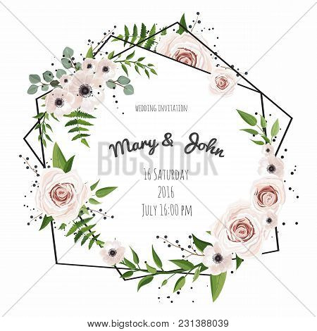 Stylish Floral Vector Design Round Frame. Vector Illustration. Frame Border With Copy Space. Eps10