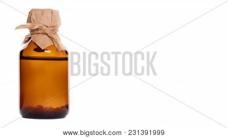 Bottle With Tincture Isolated On White Background. Copy Space, Template.