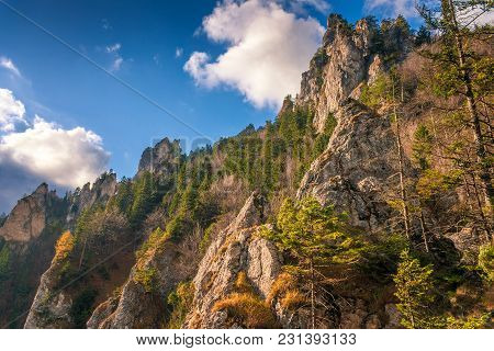 Mountain Landscape In Autumn Season, The Vratna Valley At The National Park Mala Fatra, Slovakia, Eu