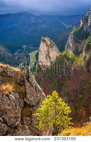 Mountain Landscape In Autumn Season, The Vratna Valley At The National Park Mala Fatra, Slovakia, Eu