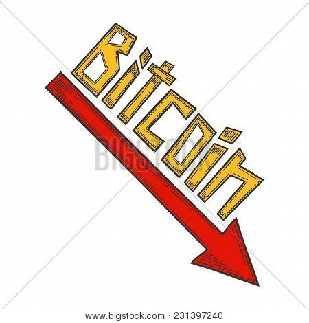 Bitcoin Down And Decrease Stock Vector Image, Digital Currency, Cryptocurrency Money, Bitcoin Symbol