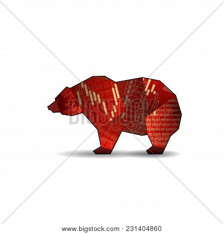 Abstract Market Bear Silhouette With Candlestick Isolated On White Background