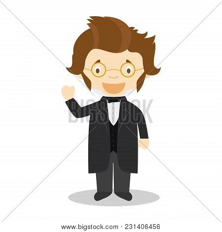 Franz Schubert Cartoon Character. Vector Illustration. Kids History Collection.