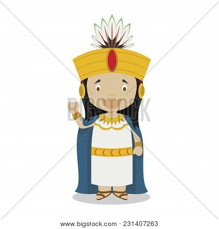 Atahualpa Cartoon Character. Vector Illustration. Kids History Collection.