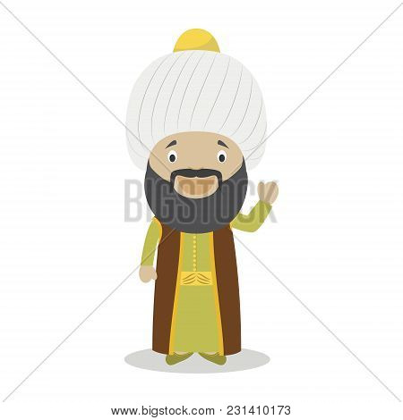 Sultan Othman I Cartoon Character. Vector Illustration. Kids History Collection.