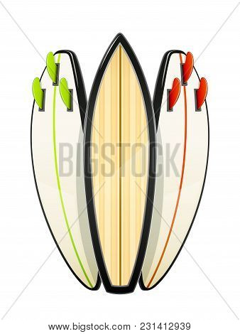 Surf Board For Sutfing. Sport Inventories. Sporting Hobby. Wave Surfboard. Isolated White Background