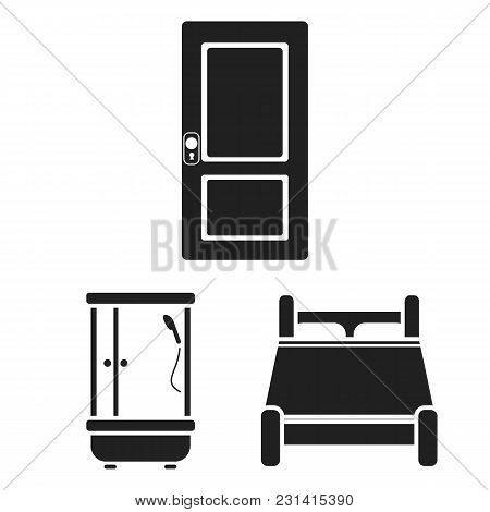 Furniture And Interior Black Icons In Set Collection For Design.home Furniture Vector Symbol Stock  