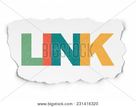Web Design Concept: Painted Multicolor Text Link On Torn Paper Background