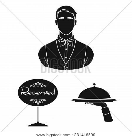 Restaurant And Bar Black Icons In Set Collection For Design. Pleasure, Food And Alcohol Vector Symbo