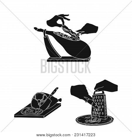 Cooking Food Black Icons In Set Collection For Design. Kitchen, Equipment And Tools Vector Symbol St