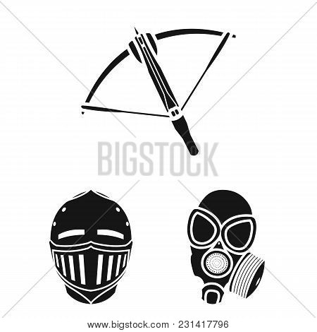 Types Of Weapons Black Icons In Set Collection For Design.firearms And Bladed Weapons Vector Symbol 