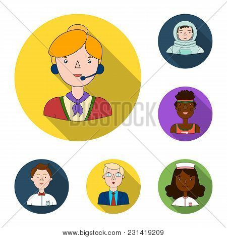 People Of Different Professions Flat Icons In Set Collection For Design. Worker And Specialist Vecto