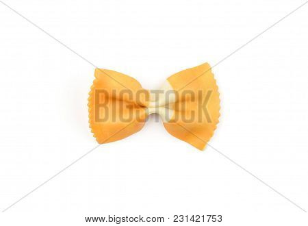 Farfalle Pasta With Orange Carrot Isolated On White Background Top View One Raw Classic Traditional 